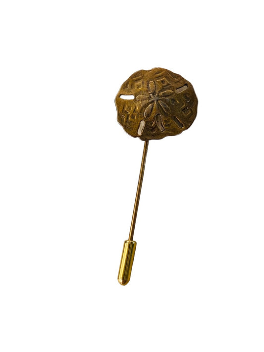 Vintage Goldtone Coppertone 2"l Stick Pin Sand Dollar Design (3/4")