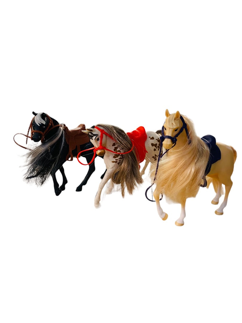 Set of 3 Play Toy Horses Saddles 6.5" Figurines 2018 Just Play