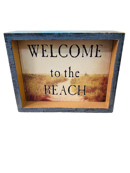 Tabletop Plaque Dual Sided Beachy "Welccome to the Beach" 5 x 4"