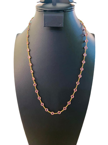 Goldtone Pink Signed Avon 22.5" Necklace Lobster Clasp