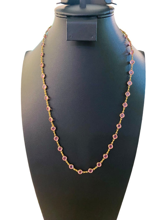 Goldtone Pink Signed Avon 22.5" Necklace Lobster Clasp