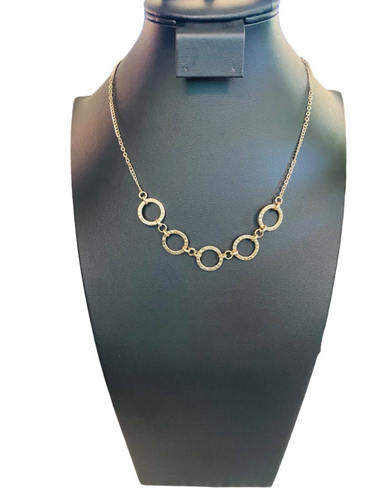 Goldtone Necklace Circles 18.5" Lobster Clasp