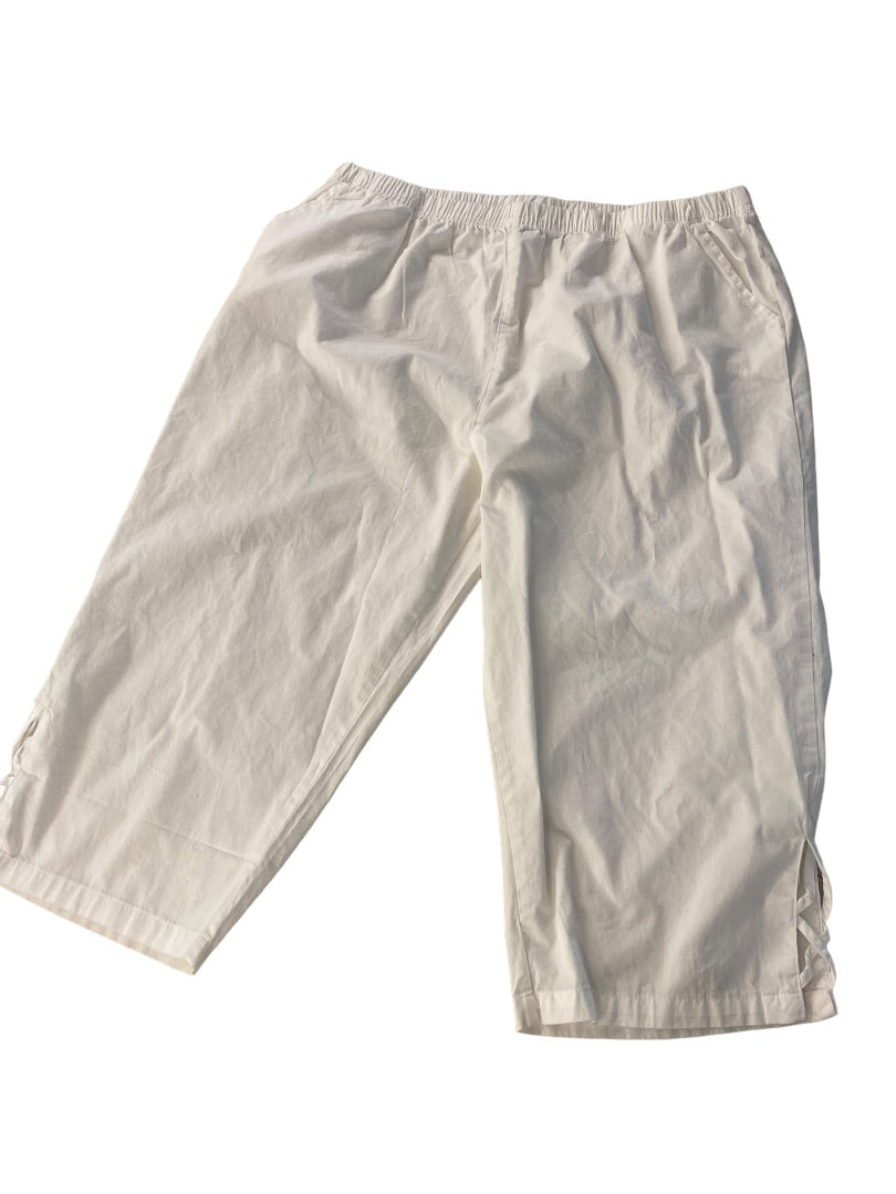 20W Anthony Ricards Womens White Plus Size Capri Pull On Pants Lattice Calf