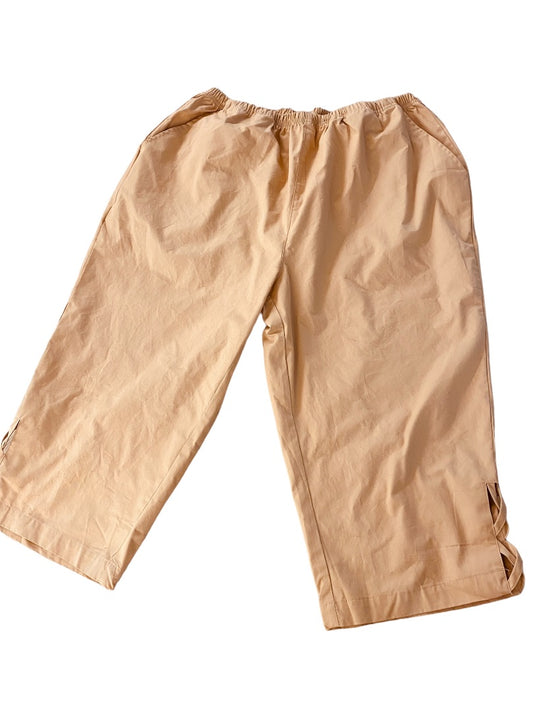 20W Anthony Ricards Womens Tan Plus Size Capri Pull On Pants Lattice Calf Pockets