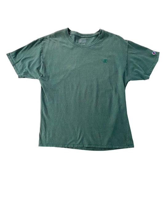 Large Champion Mens Dark Green Short Sleeve Tshirt CrewNeck