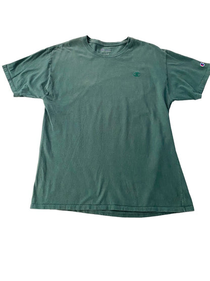 Large Champion Mens Dark Green Short Sleeve Tshirt CrewNeck