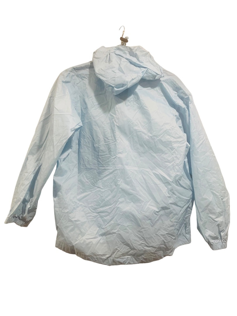 Large Youth Red Ledge Powder Blue Packable Shell Rain Jacket Hooded