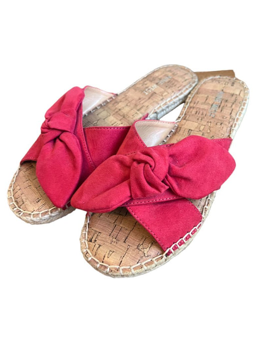 9.5 M Nine West Slide Sandals Women's Bellah Espadrille Bow Red