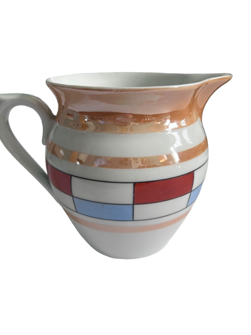 Vintage Czech Union K Lusterware Art Deco 5.25" Tall Pitcher