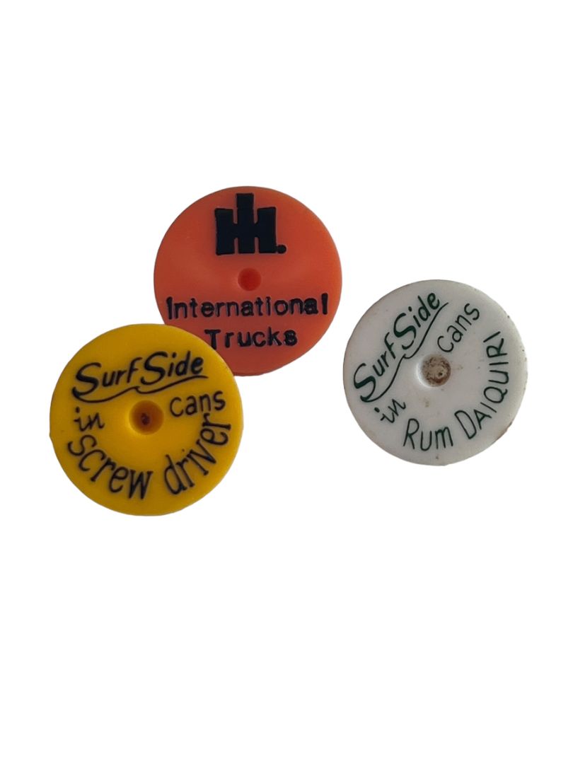 Vintage Rare Lot Of 3 Golf Ball Markers IH International Trucks 2 Surf Side Canned Drink Ads