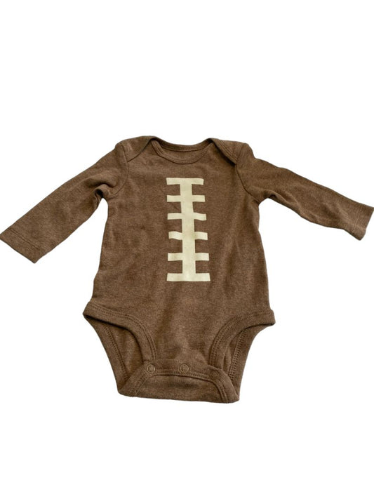 3M Carter's Brown Football One Piece Long Sleeve Top NEW