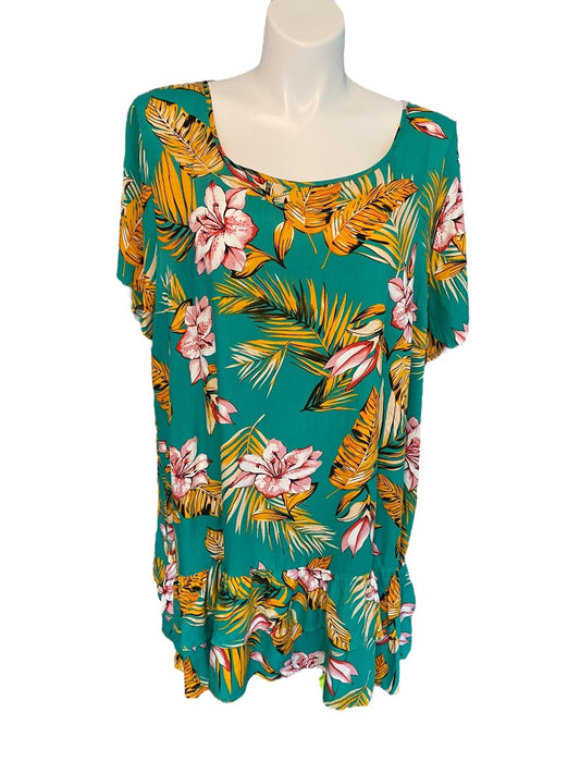 3XL SHEIN Curve Green Floral Tropical Dress