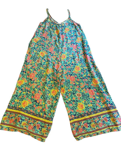 Size Large Buenos Ninos Floral Lightweight Jumper One Piece W Pockets Wide Leg