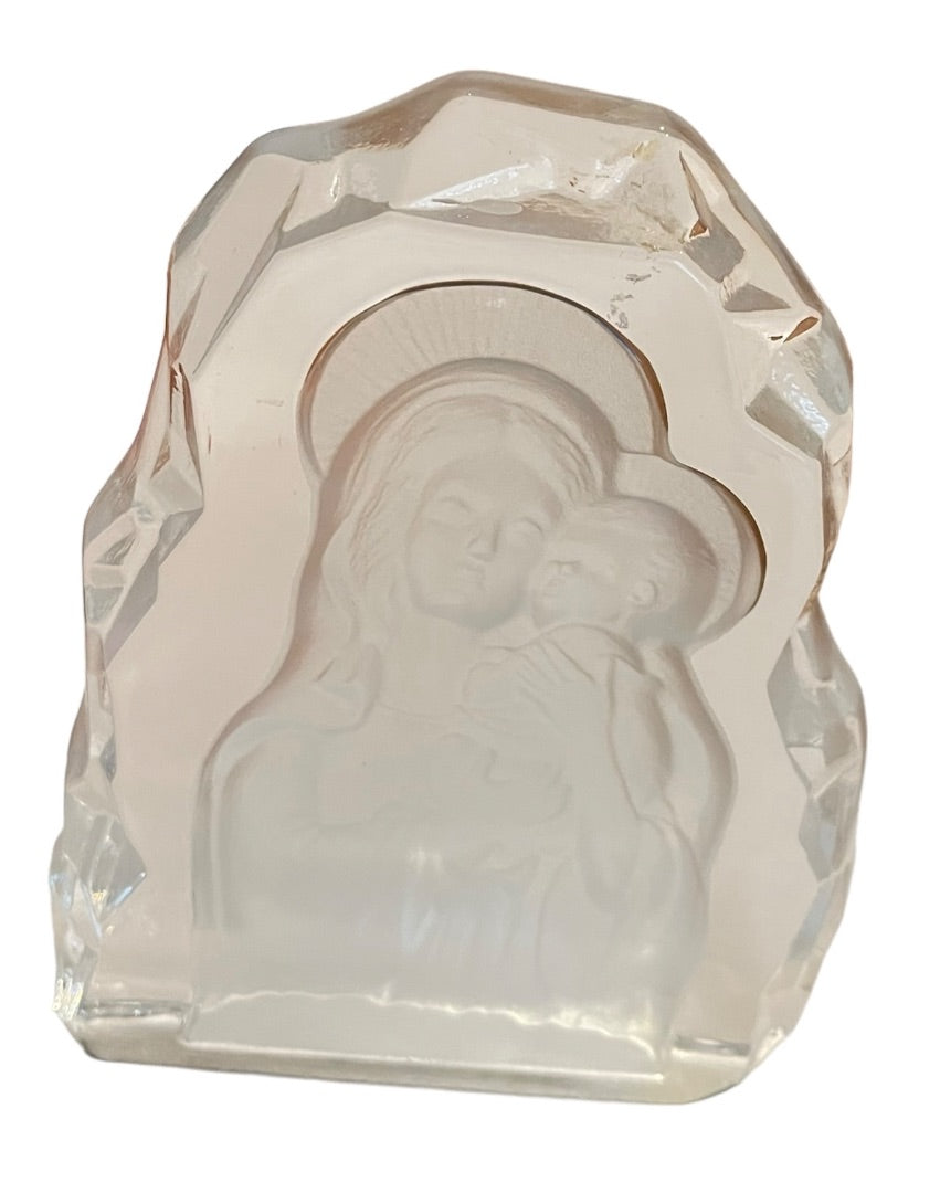 Vintage Virgin Mary & Infant Jesus Art Glass Figurine