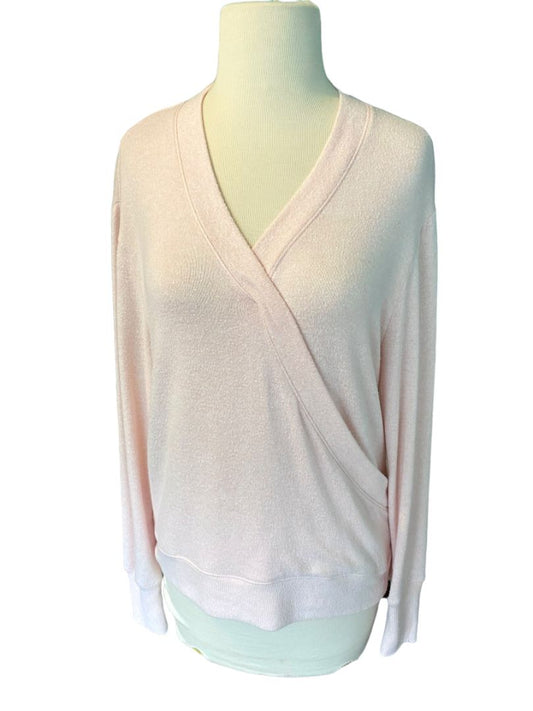 Size Small J Crew Light Pink Wrap Style Sweater Long Sleeve Slub