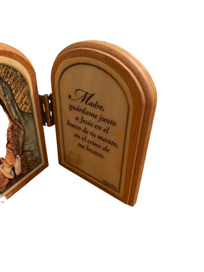 Our Lady of Guadalupe Morning Prayer Wooden Frame Hinge 4"h x 6"w