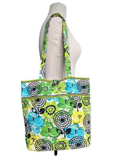 Vera Bradley Limes Up Green Large Floral Tote Bag Purse Toggle Closure