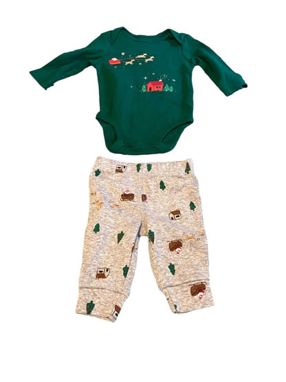 3M Carter's Christmas Two Piece Holiday Set Santa Top Pants