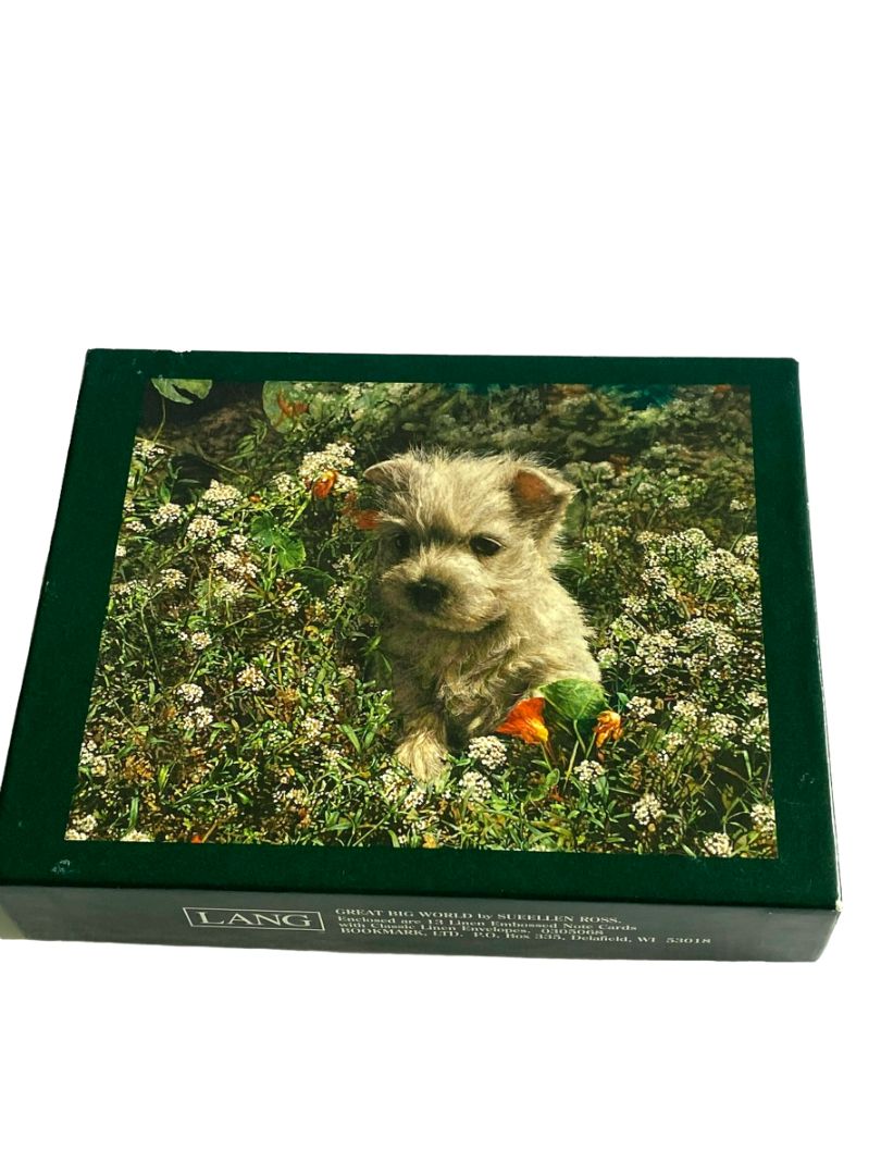 NEW Lang Westie Terrier Dog 13 Linen Embossed Blank Card Set Thank You Any Occasion