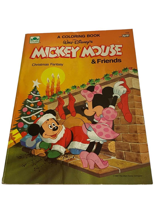 Vintage Mickey Mouse Christmas Fantasy Coloring Book Golden Holiday '87