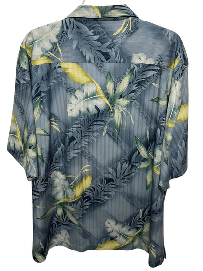 Large Tommy Bahama 100% Silk Mens Tropical Print Button Up Short Sleeve