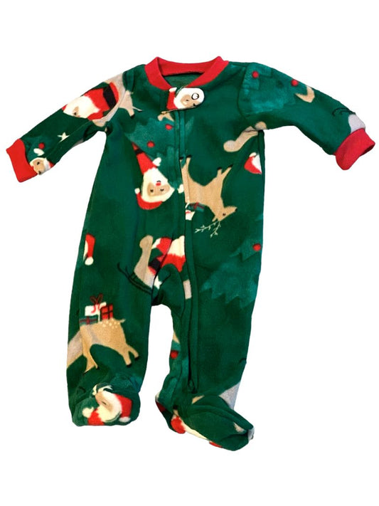 Newborn Carter's Green Christmas Footed Footie Pajamas Santa NWT