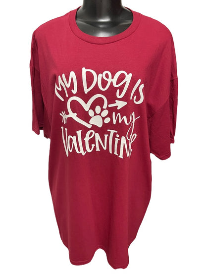 XL Fruit of the Loom HD Cotton My Dog Is My Valentine T-Shirt Red