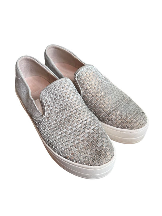8M J Slides Woven Leather Gray gold Metallic Paltform Sneakers Slip - On Shoes