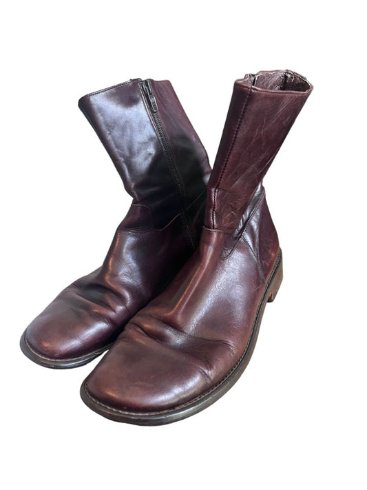 8 Powell Brown Leather Side Zip Boots
