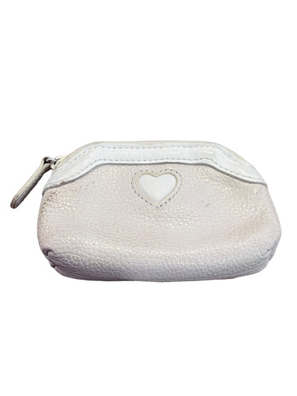 BRIGHTON Cream Pebbled Leather Coin Purse Zip Pouch