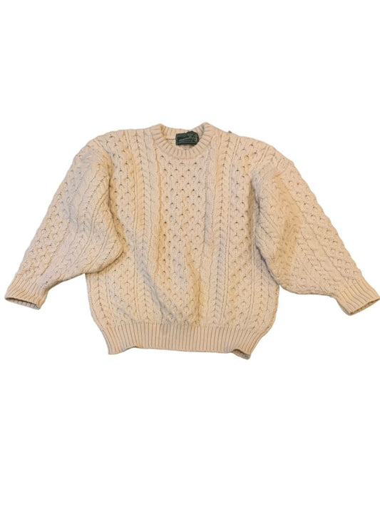 One Size British Wool Adult Unisex Cream Cable Knit 100% Wool