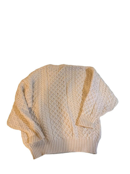 One Size British Wool Adult Unisex Cream Cable Knit 100% Wool