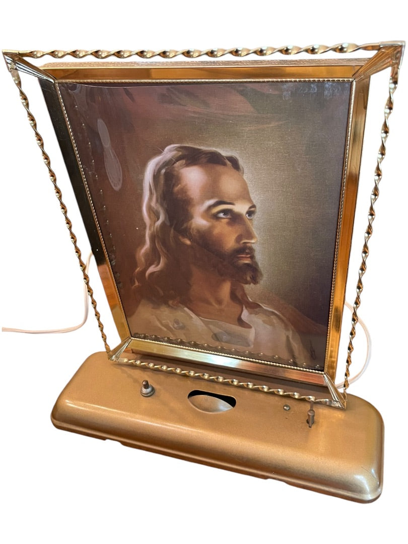 Midcentury Jesus Lithograph Light Plak-Lite Hobby Hill Chicago Muscial 1950s