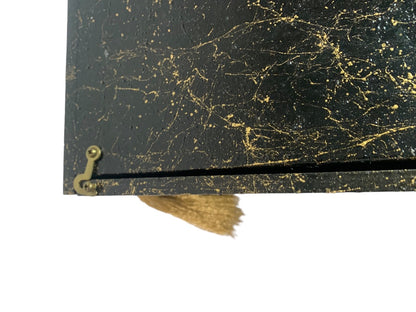 R.Stad Designs Black Gold Handmade Hinged Tabletop Cabinet Box for VHS Tapes 20"h x 10.5"w