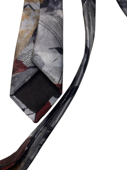 Jeremy Slade International Mens X-Long Necktie 65" Length Tie Abstract Gray Gold