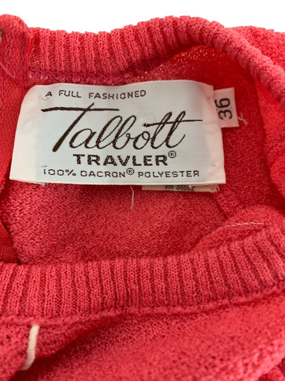 Size 36 Talbott Travler Womens Dacron Polyester Sweater Vintage 1960s Hot Pink