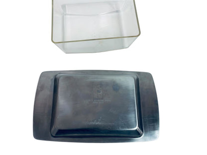 Retro MCM Stainless Steel Plastic Butter Dish Hong Kong 7x4 Inches