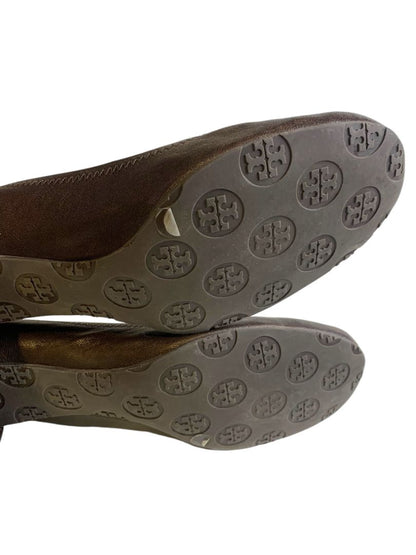 Size 9 Tory Burch Leather Block 2" Heel Slip On Womens Shoes Brown Leather