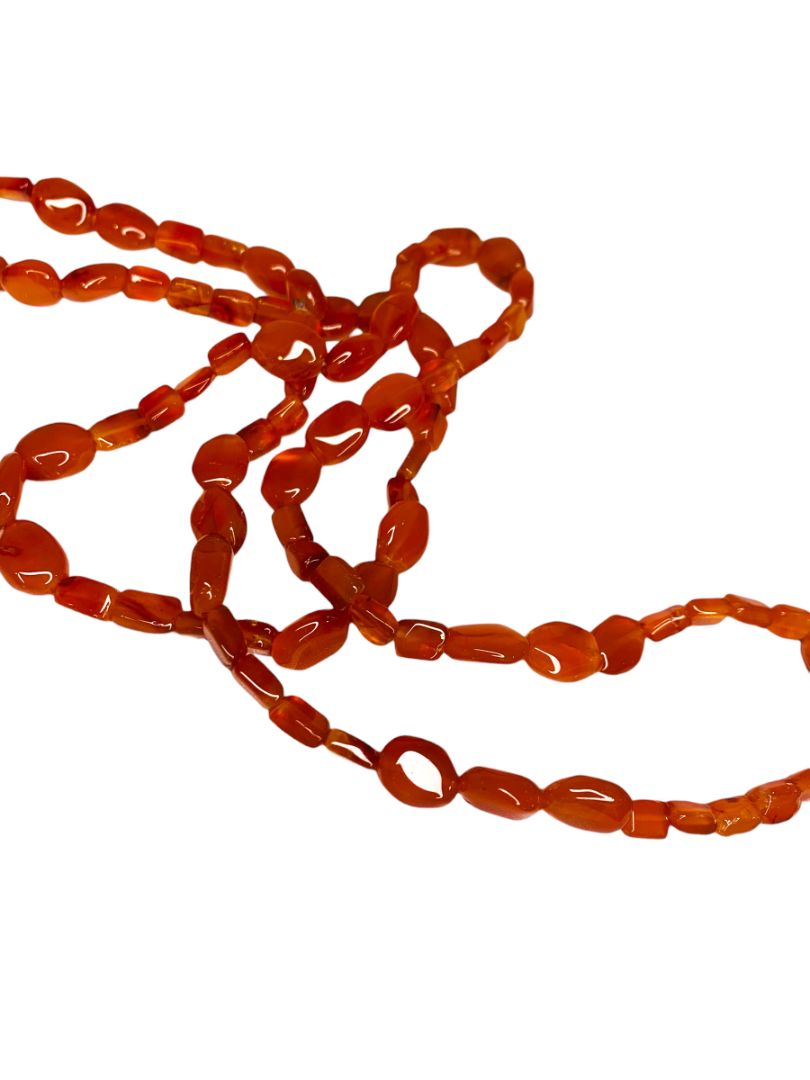 Carnelian Argate String Strand Necklace 26 Inch No Clasp Overhead