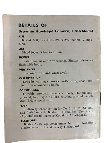 1950s Eastman Kodak Brownie Hawkeye Camera Flash Model Box Instructions