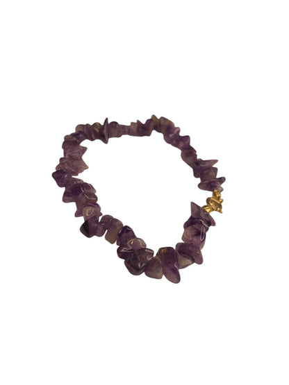 Beaded Chip Stone Amethyst Bracelet 8 Inch Spring Clasp