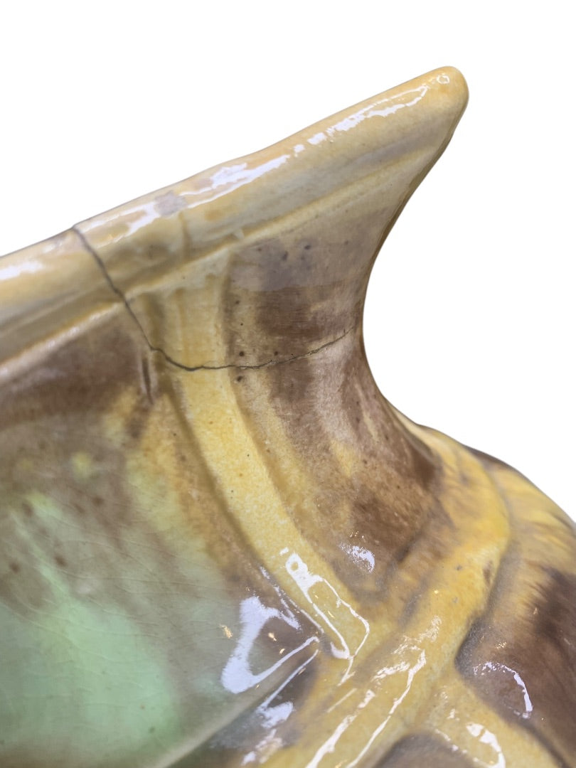 Belfields Prestonpans Scotland Majolica English Hawk Pitcher Repaired 9.5 Inch
