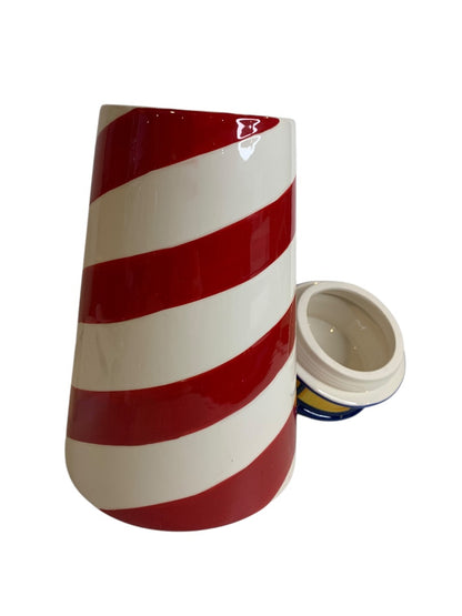 Cheryl's Ceramic Lidded Lighthouse Jar Open Windows 13 Inches Height