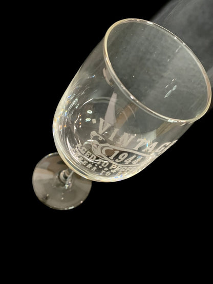 Etched Wine Glass "Vintage 1944 Aged to Perfection" Novelty 9 Inch