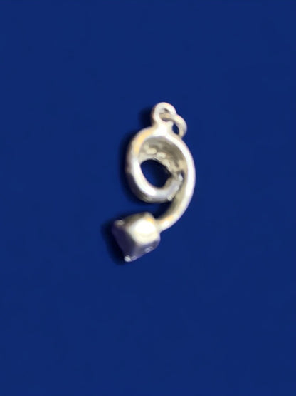 Delicate Vintage Silvertone Pendant Charm Solitaire Swoop .8 Inch