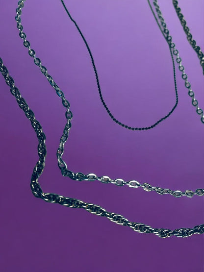 3 Vintage Silvertone Chain Necklaces Spring Clasps 16 22 24 Inch