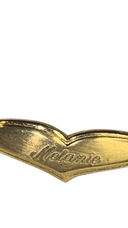 Vintage Goldtone ID Bracelet Heart "Melanie" 7 Inch Spring Clasp