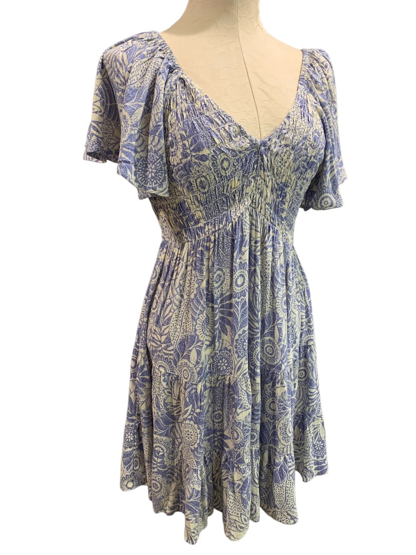 Small Angie Smocked Lightweight Boho Dress Rayon