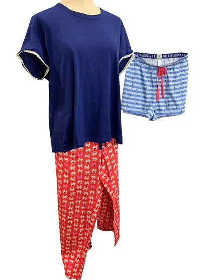 1X Jane & Bleeker Womens New 3 Piece Pajama Set Crab Nautical