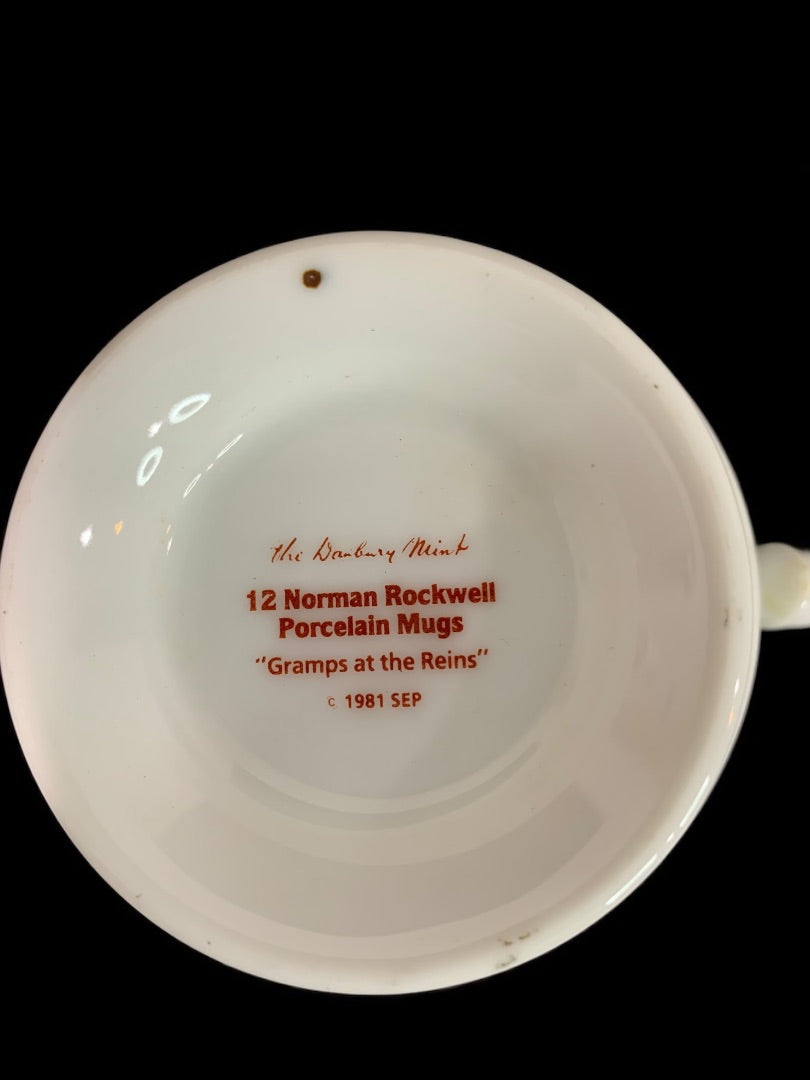 1981 Norman Rockwell Porcelain Pedestal Mug "Gramps at the Reins" The Danbury Mint